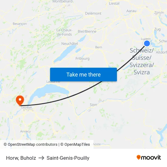 Horw, Buholz to Saint-Genis-Pouilly map