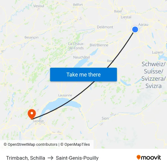 Trimbach, Schilla to Saint-Genis-Pouilly map