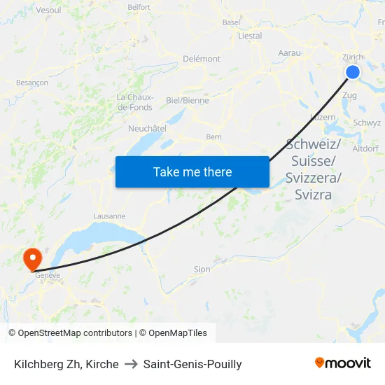 Kilchberg Zh, Kirche to Saint-Genis-Pouilly map