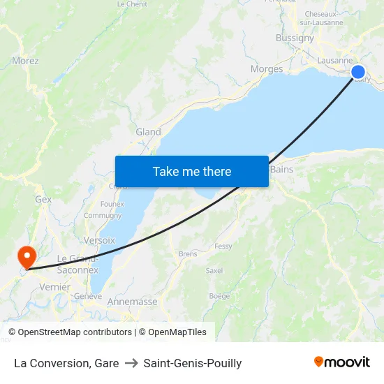 La Conversion, Gare to Saint-Genis-Pouilly map