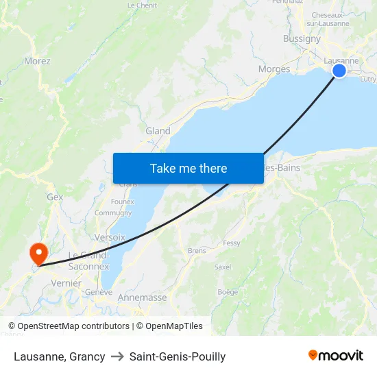 Lausanne, Grancy to Saint-Genis-Pouilly map