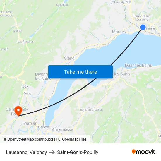Lausanne, Valency to Saint-Genis-Pouilly map