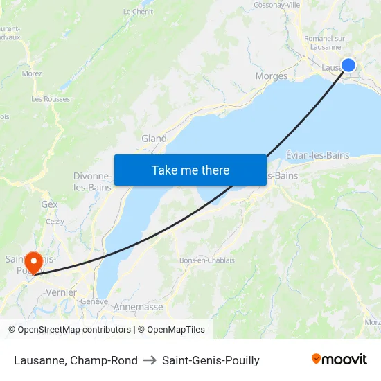 Lausanne, Champ-Rond to Saint-Genis-Pouilly map