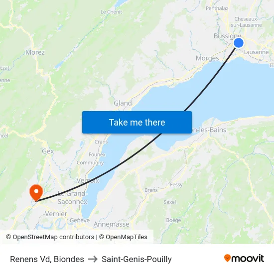 Renens Vd, Biondes to Saint-Genis-Pouilly map