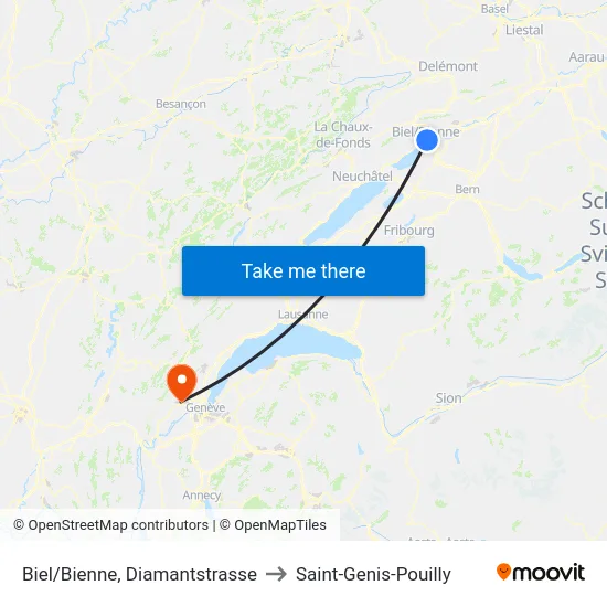 Biel/Bienne, Diamantstrasse to Saint-Genis-Pouilly map