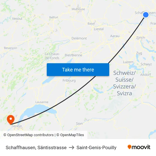 Schaffhausen, Säntisstrasse to Saint-Genis-Pouilly map