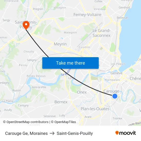 Carouge Ge, Moraines to Saint-Genis-Pouilly map