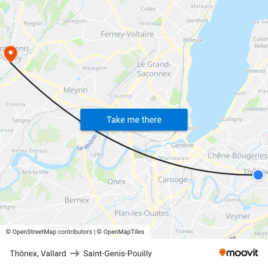 Thônex, Vallard to Saint-Genis-Pouilly map