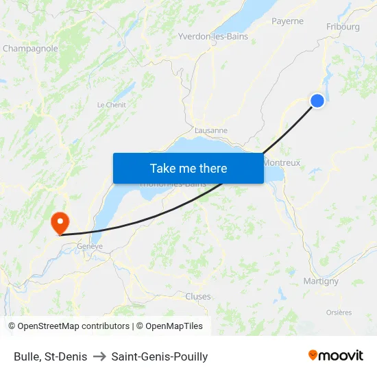 Bulle, St-Denis to Saint-Genis-Pouilly map