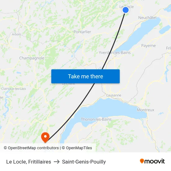 Le Locle, Fritillaires to Saint-Genis-Pouilly map