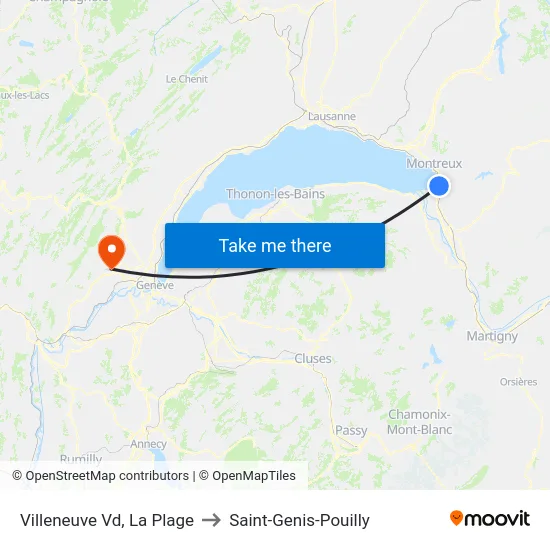 Villeneuve Vd, La Plage to Saint-Genis-Pouilly map