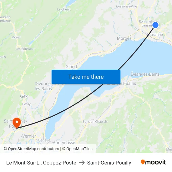 Le Mont-Sur-L., Coppoz-Poste to Saint-Genis-Pouilly map