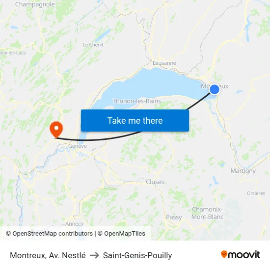 Montreux, Av. Nestlé to Saint-Genis-Pouilly map