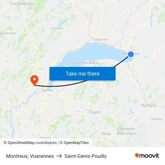 Montreux, Vuarennes to Saint-Genis-Pouilly map