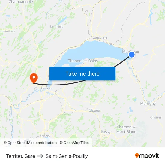 Territet, Gare to Saint-Genis-Pouilly map