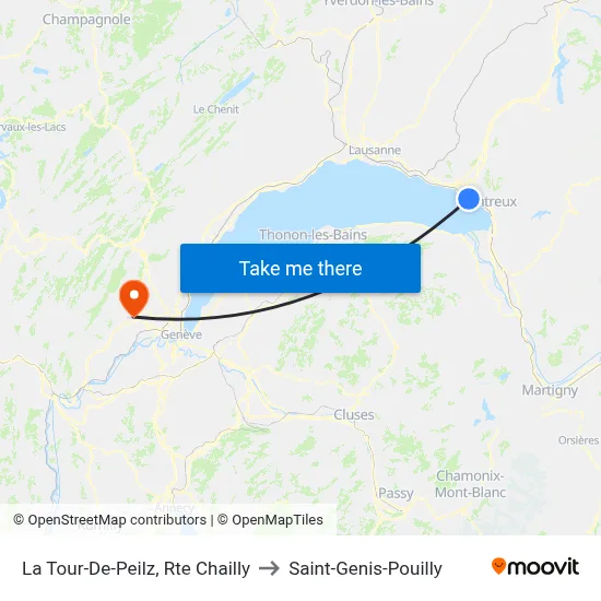 La Tour-De-Peilz, Rte Chailly to Saint-Genis-Pouilly map