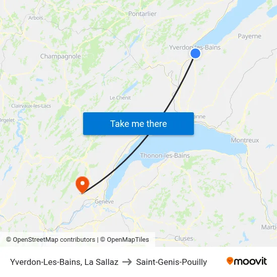 Yverdon-Les-Bains, La Sallaz to Saint-Genis-Pouilly map