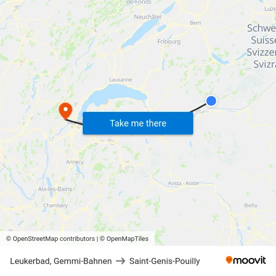 Leukerbad, Gemmi-Bahnen to Saint-Genis-Pouilly map