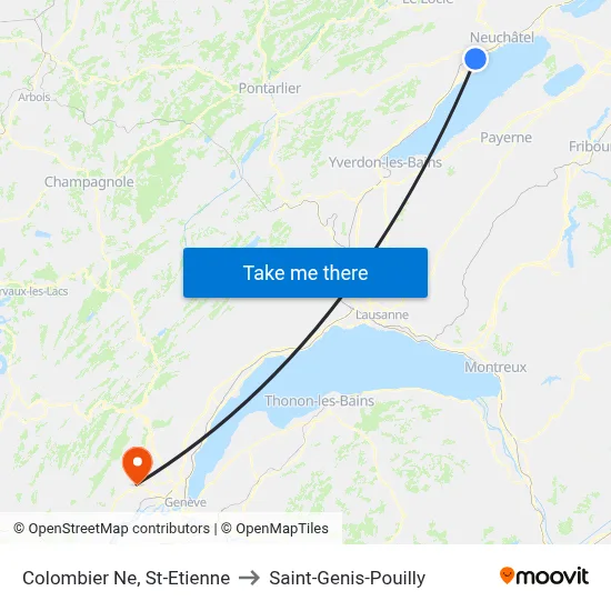Colombier Ne, St-Etienne to Saint-Genis-Pouilly map