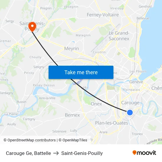 Carouge Ge, Battelle to Saint-Genis-Pouilly map