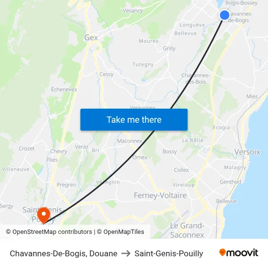 Chavannes-De-Bogis, Douane to Saint-Genis-Pouilly map