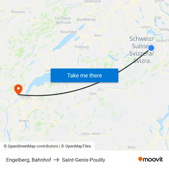 Engelberg, Bahnhof to Saint-Genis-Pouilly map