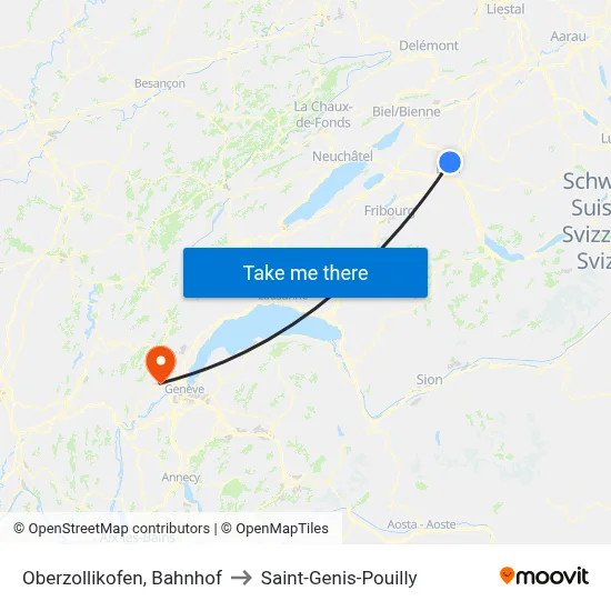 Oberzollikofen, Bahnhof to Saint-Genis-Pouilly map