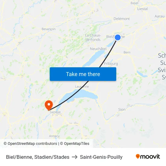 Biel/Bienne, Stadien/Stades to Saint-Genis-Pouilly map