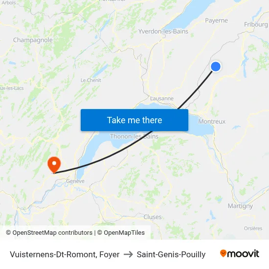 Vuisternens-Dt-Romont, Foyer to Saint-Genis-Pouilly map