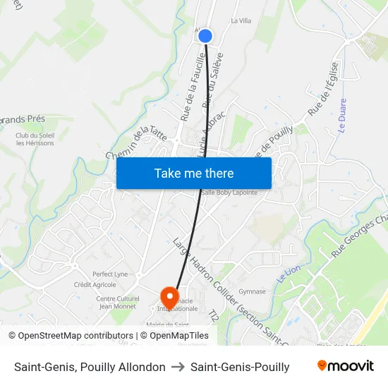 Saint-Genis, Pouilly Allondon to Saint-Genis-Pouilly map