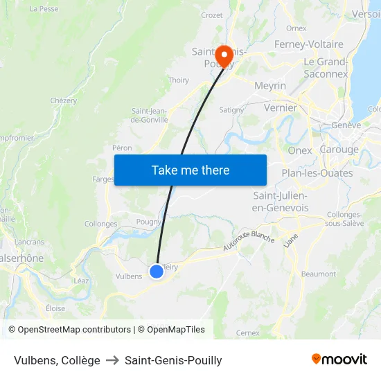Vulbens, Collège to Saint-Genis-Pouilly map