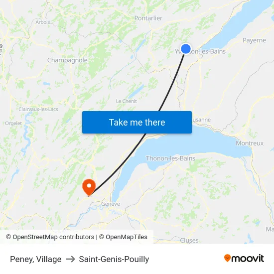 Peney, Village to Saint-Genis-Pouilly map