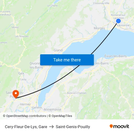 Cery-Fleur-De-Lys, Gare to Saint-Genis-Pouilly map