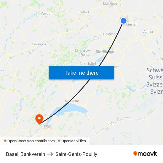 Basel, Bankverein to Saint-Genis-Pouilly map