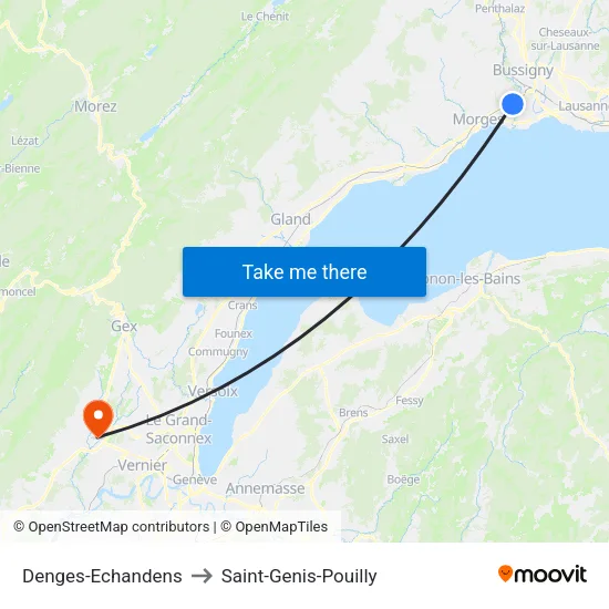 Denges-Echandens to Saint-Genis-Pouilly map