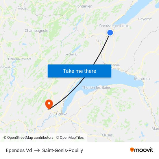 Ependes Vd to Saint-Genis-Pouilly map