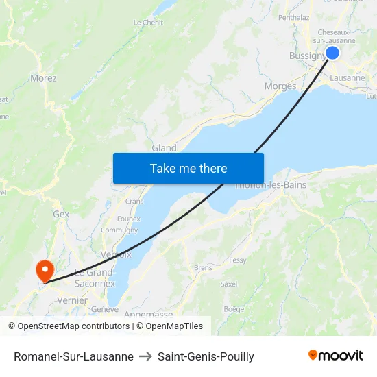 Romanel-Sur-Lausanne to Saint-Genis-Pouilly map