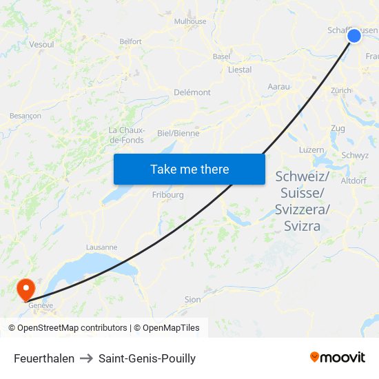 Feuerthalen to Saint-Genis-Pouilly map