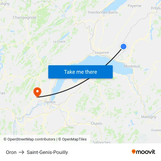 Oron to Saint-Genis-Pouilly map