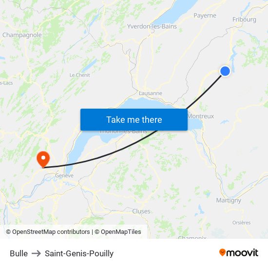 Bulle to Saint-Genis-Pouilly map