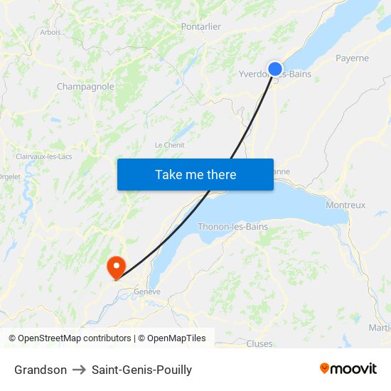 Grandson to Saint-Genis-Pouilly map