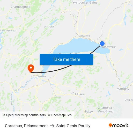 Corseaux, Délassement to Saint-Genis-Pouilly map