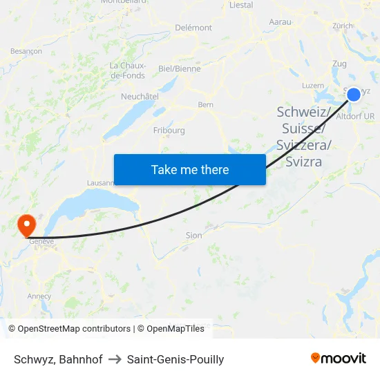 Schwyz, Bahnhof to Saint-Genis-Pouilly map