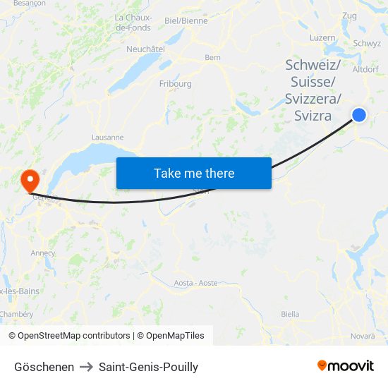Göschenen to Saint-Genis-Pouilly map