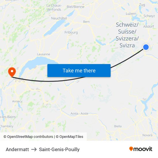 Andermatt to Saint-Genis-Pouilly map