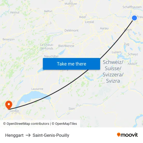 Henggart to Saint-Genis-Pouilly map