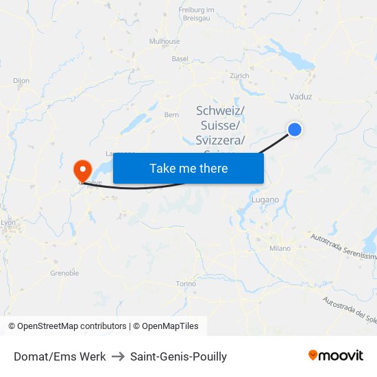 Domat/Ems Werk to Saint-Genis-Pouilly map