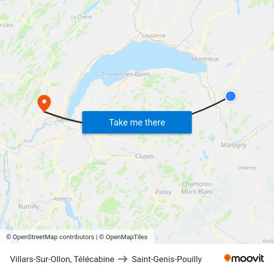 Villars-Sur-Ollon, Télécabine to Saint-Genis-Pouilly map
