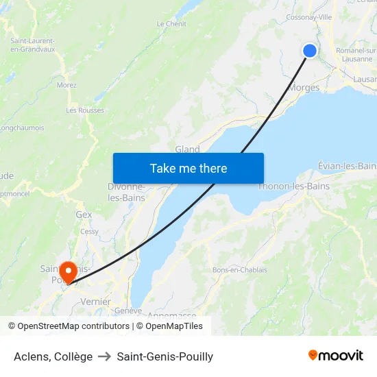 Aclens, Collège to Saint-Genis-Pouilly map
