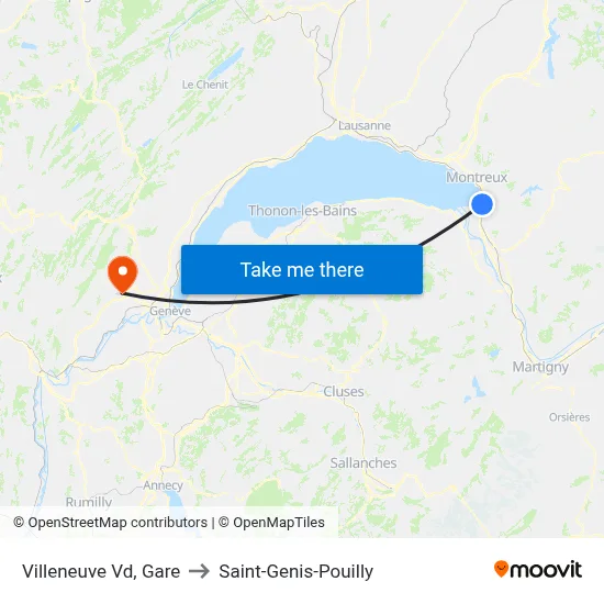 Villeneuve Vd, Gare to Saint-Genis-Pouilly map